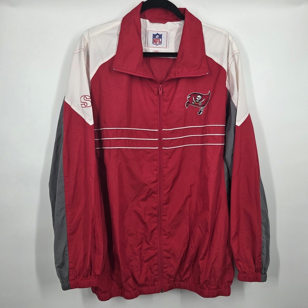 VTG Y2K Tampa Bay Buccaneers Windbreaker Jacket Mens XL Red Full Zip NFL